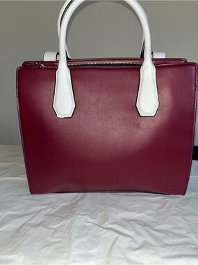Nine West Structured Burgundy and White Top-Handle Tote